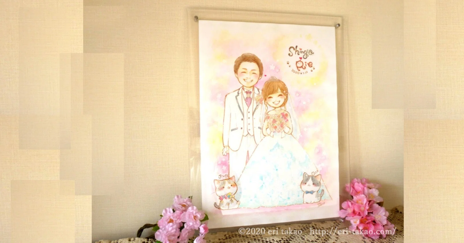 オリジナルウェルカムボード制作受け付けます！※購入者Twitterにて決定済 お仕事】結婚式ウェルカムボード制作｜タカオエリ | 初個展ありがとう