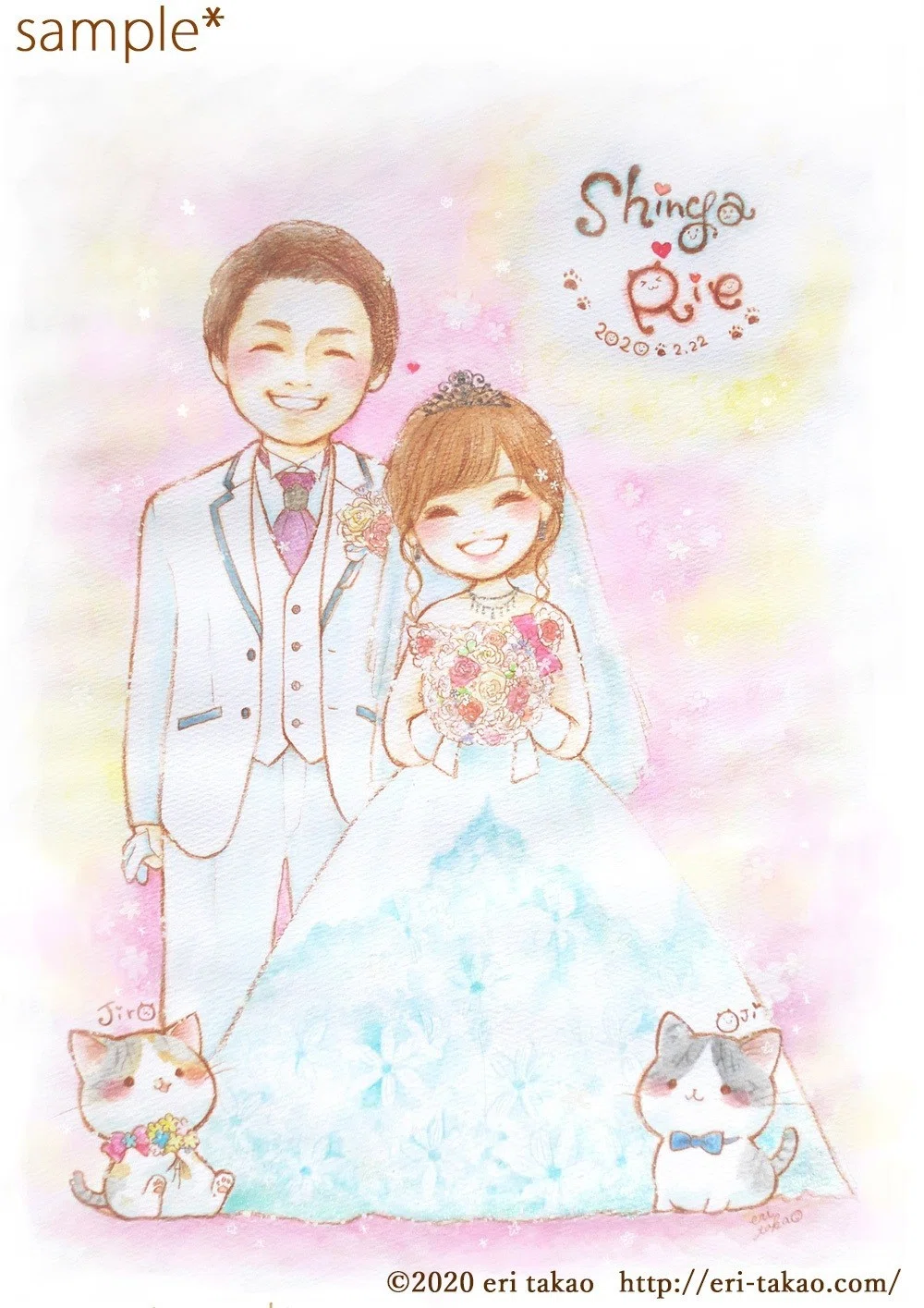 お仕事】結婚式ウェルカムボード制作｜タカオエリ | 初個展ありがとう