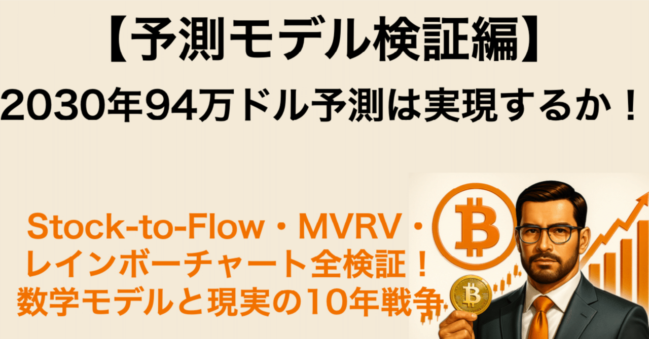 📘【予測モデル検証編】2030年94万ドル予測は実現するか！Stock-to-Flow・MVRV・レインボー チャート全検証！数学モデルと現実の10年戦争｜ビットコイン一本リーマン