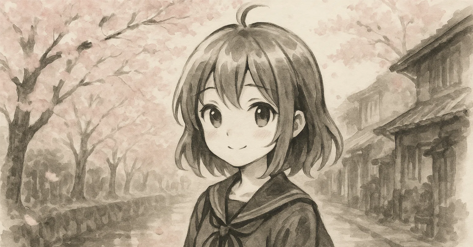 アニメ風女性肖像スケッチ ChatGPTで水墨画風のイラストを再現する方法｜田中勇道│AI愛好家