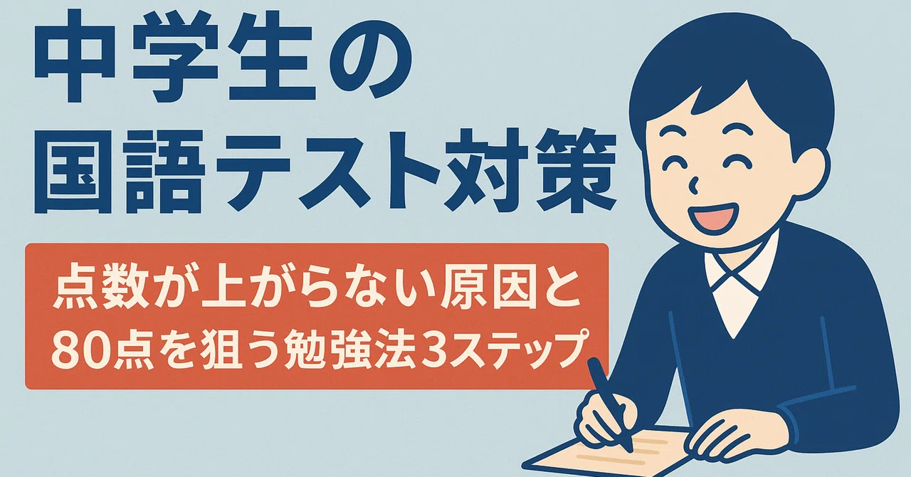 中学生の国語テスト対策|点数が上がらない原因と、80点を狙う勉強法3ステップ|すただす