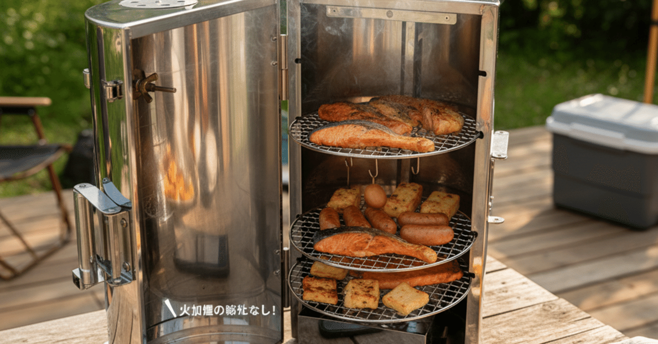 火加減の心配なし！】LOGOSの森林 スモークタワーで「燻製（くんせい