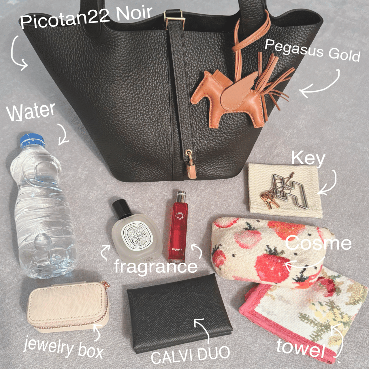 バッグの中身】エルメスピコタンMMでお出かけした日🍊カデナキーの