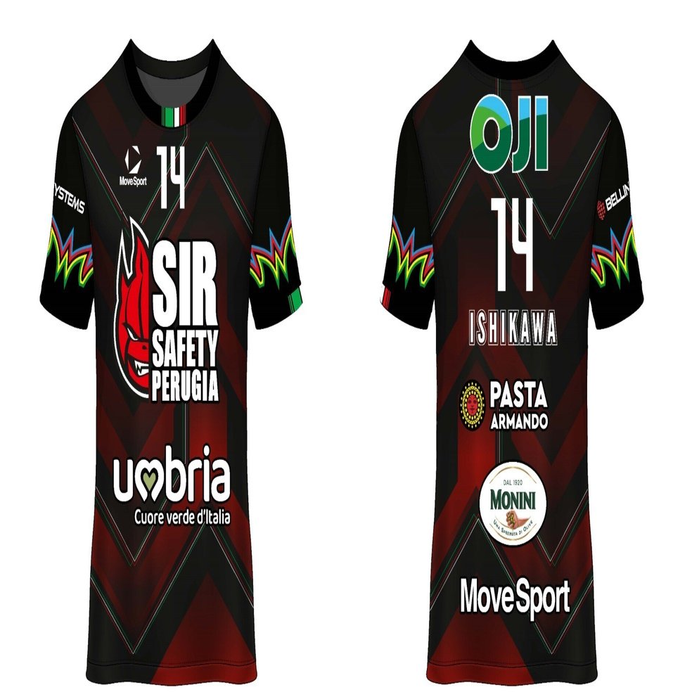 シル・サフェーティ・ペルージャ来日 限定コラボアイテム シャツ Oサイズ OJIグローバルブランドマークがシル・サフェーティ・ペルージャの