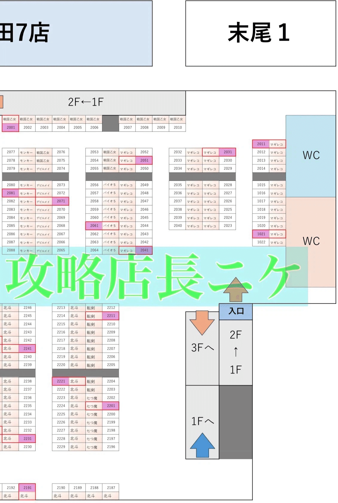 10/7】マルハンメガシティ蒲田7フロアマップ攻略セット｜【スロット