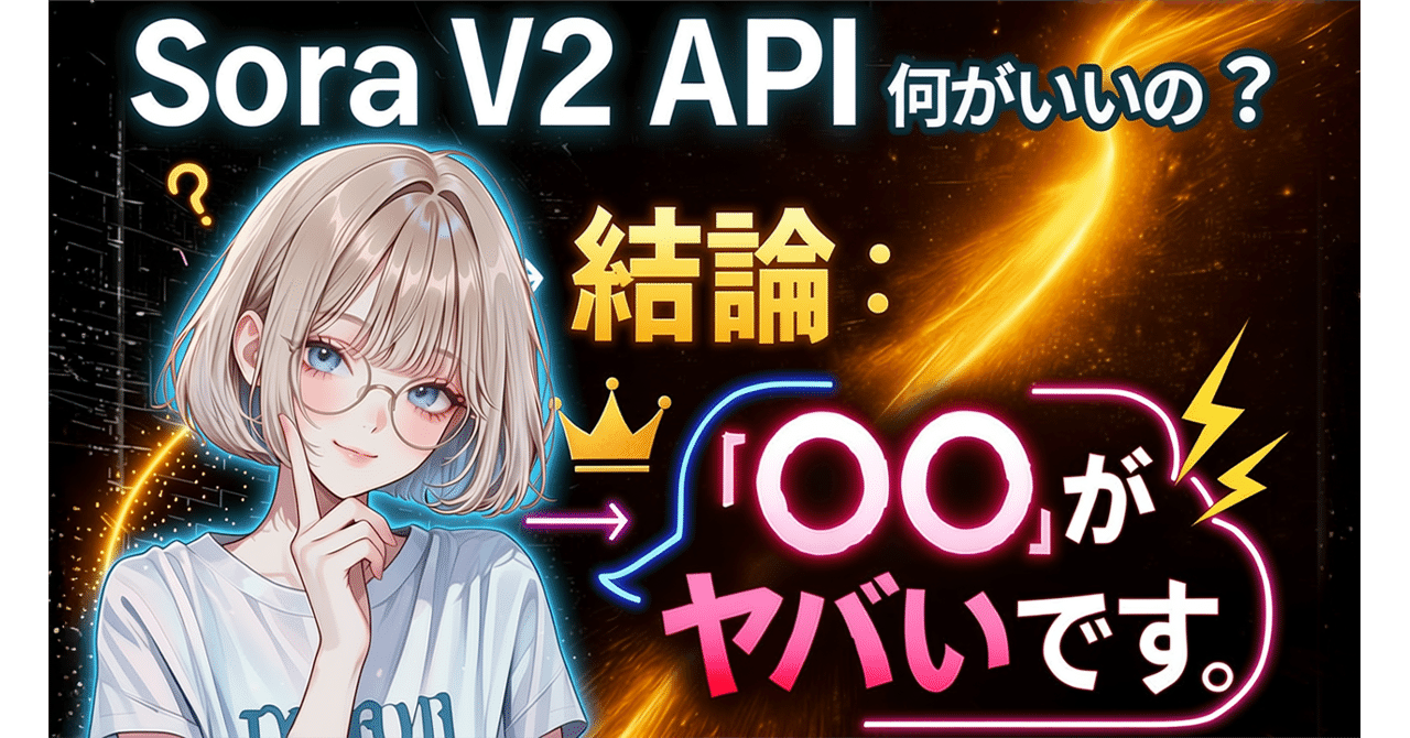 Sora V2 API徹底解説】結局、何がすごいの？1秒15円、ウォーターマーク