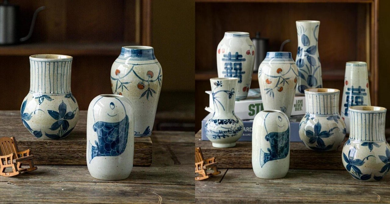 秋の暮らしを彩る、手描き青花柄陶器花瓶でレトロな空間作り｜Emiko