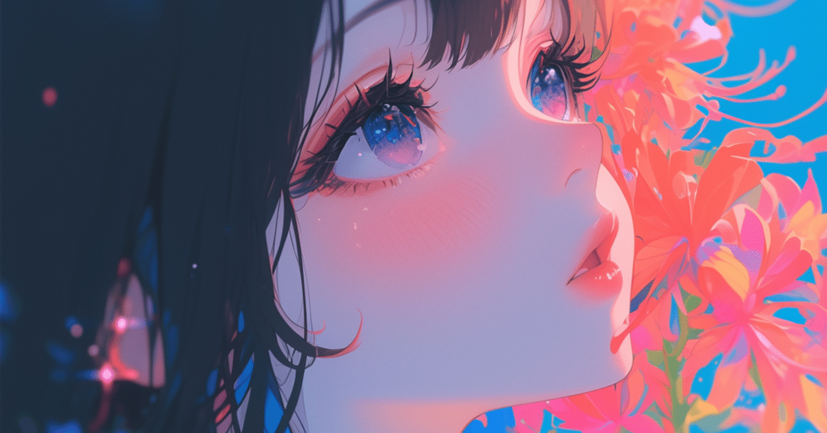 彼岸花と少女｜AIイラスト｜Kinu_AIイラスト