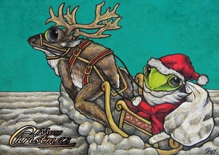 「カエルサンタがやってくる」
#メリークリスマス ！ということでカエルサンタのイラスト②。トナカイガエルも誕生しました。クリマで販売予定のポストカードイラスト。クリエターズマーケット(名古屋、12/12土 D-267)にお越しの際は是非ぜひ購入しちゃってくださいな〜^ ^

#カエル #サンタ #クリスマス #frog