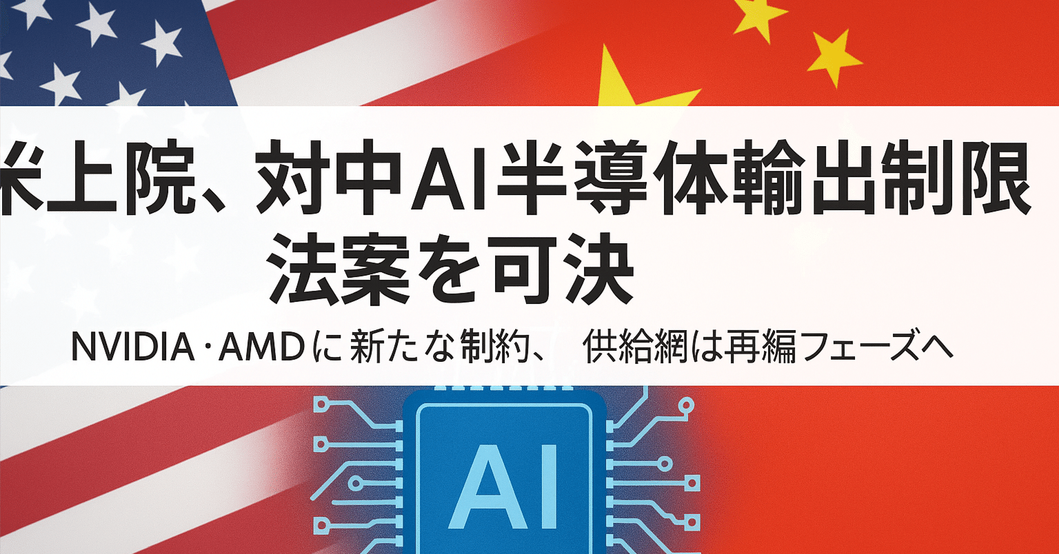 🟦 米上院、対中AI半導体輸出制限法案を可決｜ Tommy Yoshida（吉田勉）