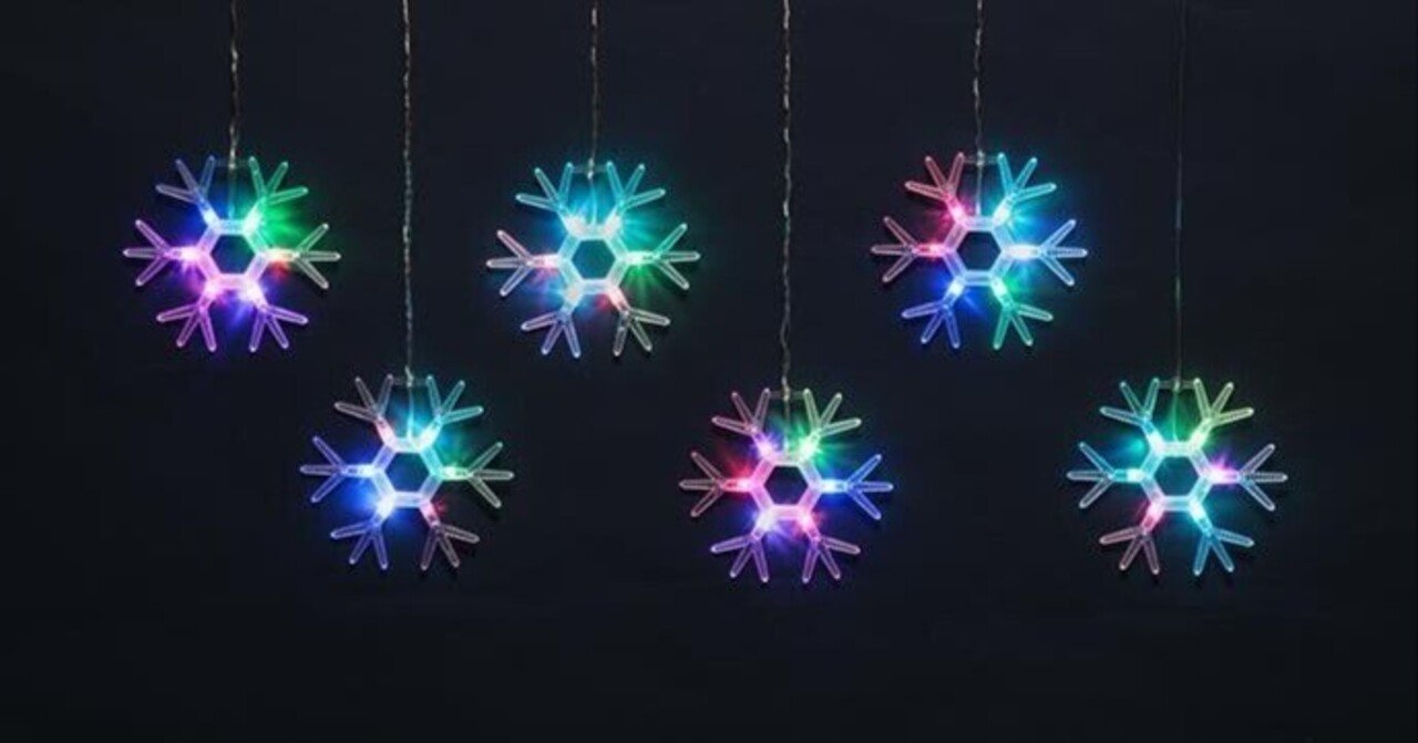 KT-3684】新型6連レインボースノーフレークカーテンライトで彩る