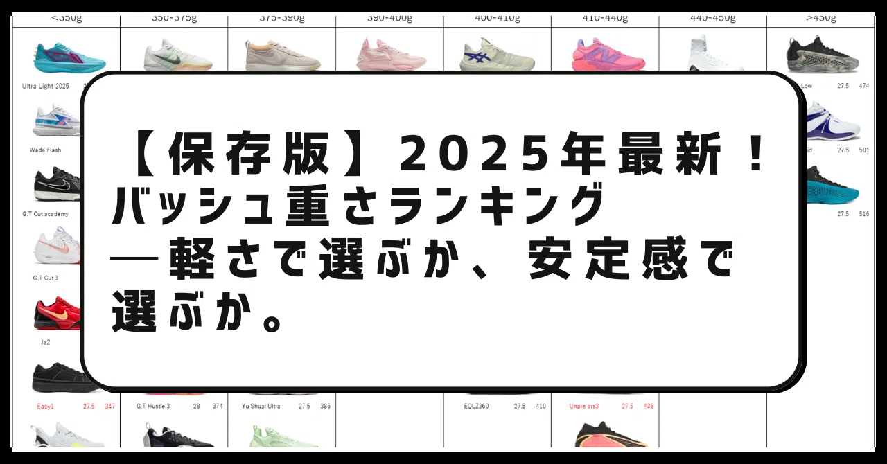 保存版】2025年最新！バッシュ重さランキング──軽さで選ぶか、安定感