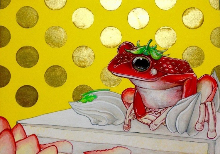 「念願のショートケーキ」
#メリークリスマス ！ということで、やっと念願だった「ショートケーキの上にイチゴガエルを乗せる」ことができました。長かった、、
イチゴガエルが誕生したのは、2013年なので、考案から実際にイラスト化するのに2年かかってしまいました

#カエル #クリスマス #アナログ #カエルメイト