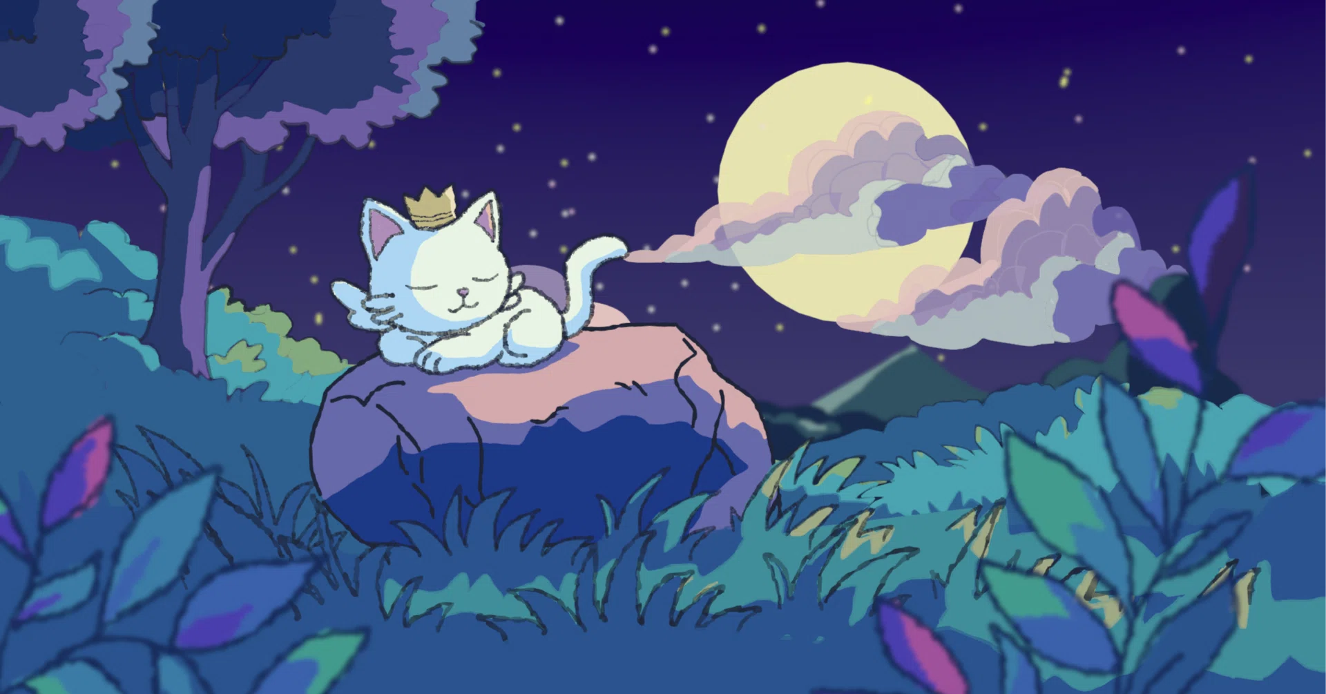 🐱絵本風の世界で眠るネコ【Blender日記②】｜Maeiku Creation Lab.