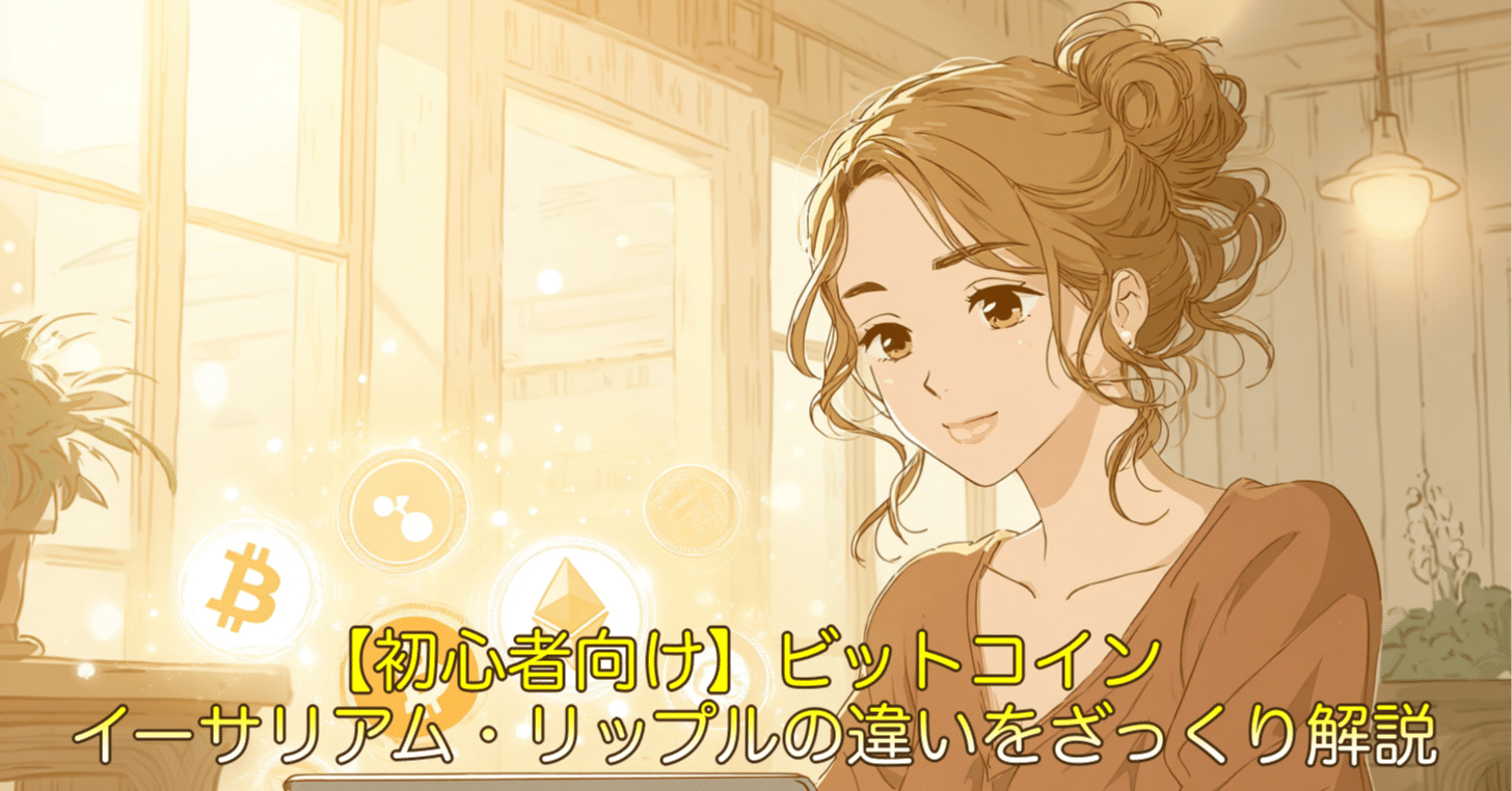 初心者向け】ビットコイン・イーサリアム・リップルの違いをざっくり解説｜サキ