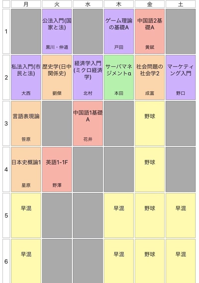 団員の1年春学期の時間割大公開 文系 早稲田大学混声合唱団 Note 団員の1年春学期の時間割大公開 文系 早稲田大学混声合唱団 Note