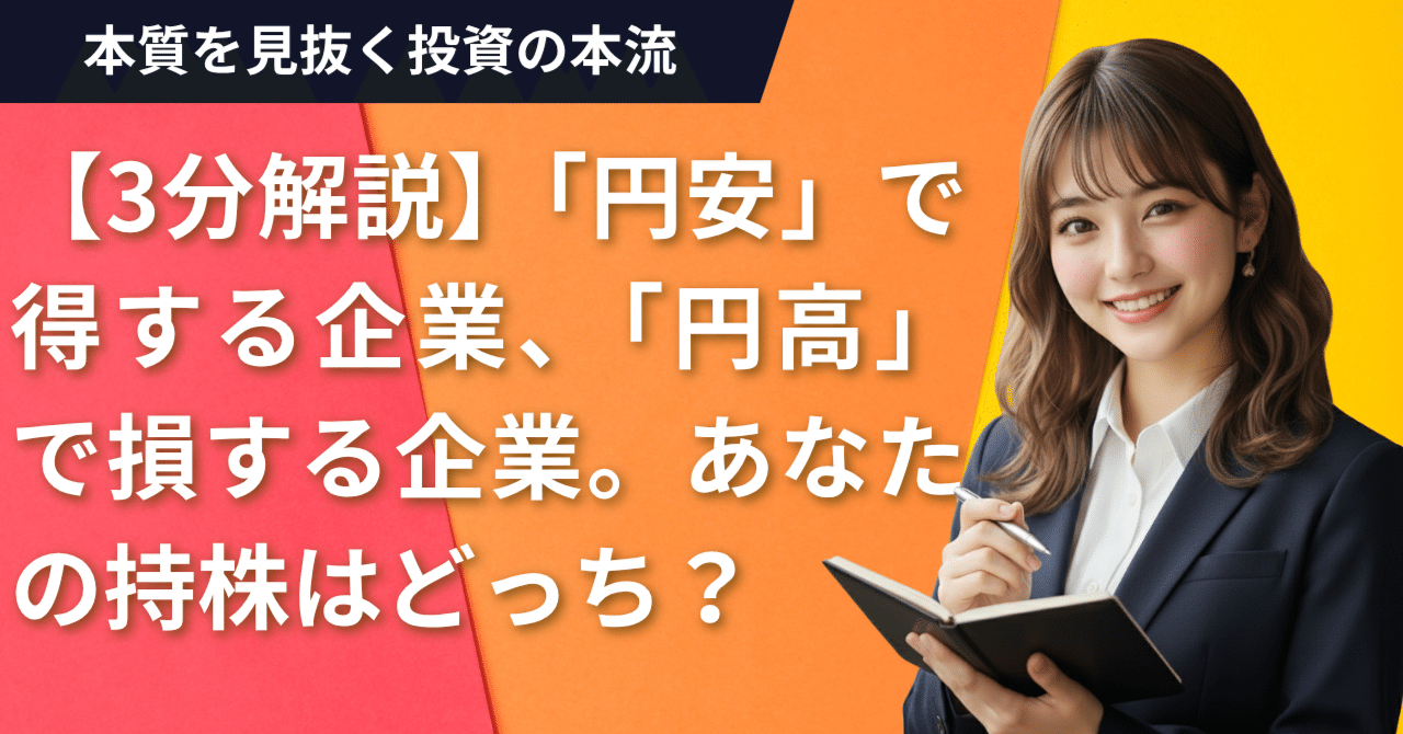 3分解説】「円安」で得する企業、「円高」で損する企業。あなたの持株はどっち？｜日本個別株デューデリジェンスセンター