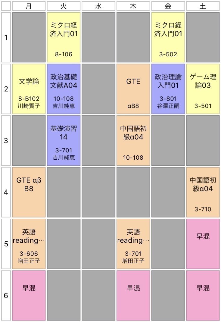 団員の1年春学期の時間割大公開 文系 早稲田大学混声合唱団 Note 団員の1年春学期の時間割大公開 文系 早稲田大学混声合唱団 Note
