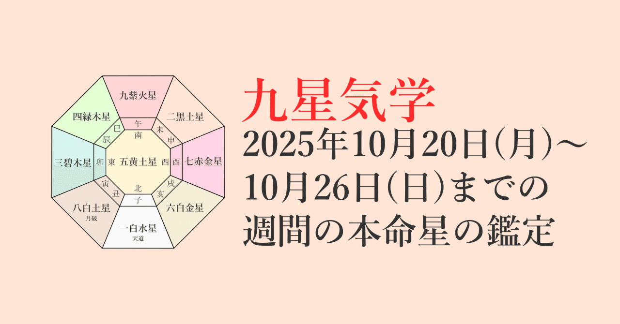 九星気学】2025年10月20日(月)～10月26日(日)までの週間の各本命星の