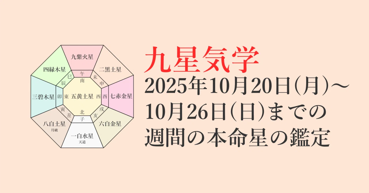九星気学】2025年10月20日(月)～10月26日(日)までの週間の各本命星の