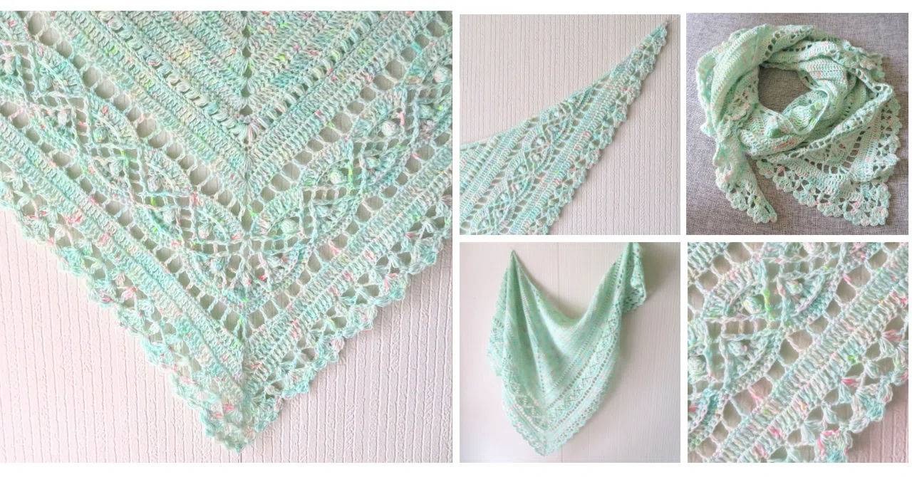 Pattern / Hiroka Shawl｜笠石あき--かぎ針編み・レース編みの編み図