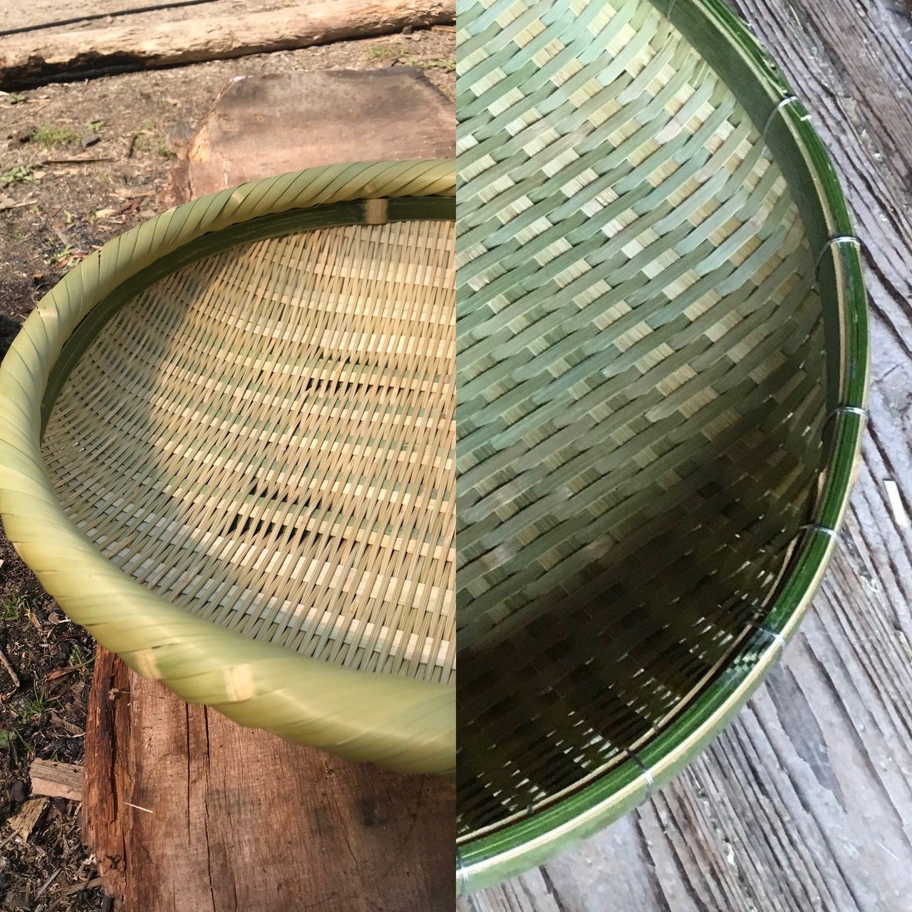 真竹の洗濯籠　中　井上湧 真竹の洗濯籠大井上湧