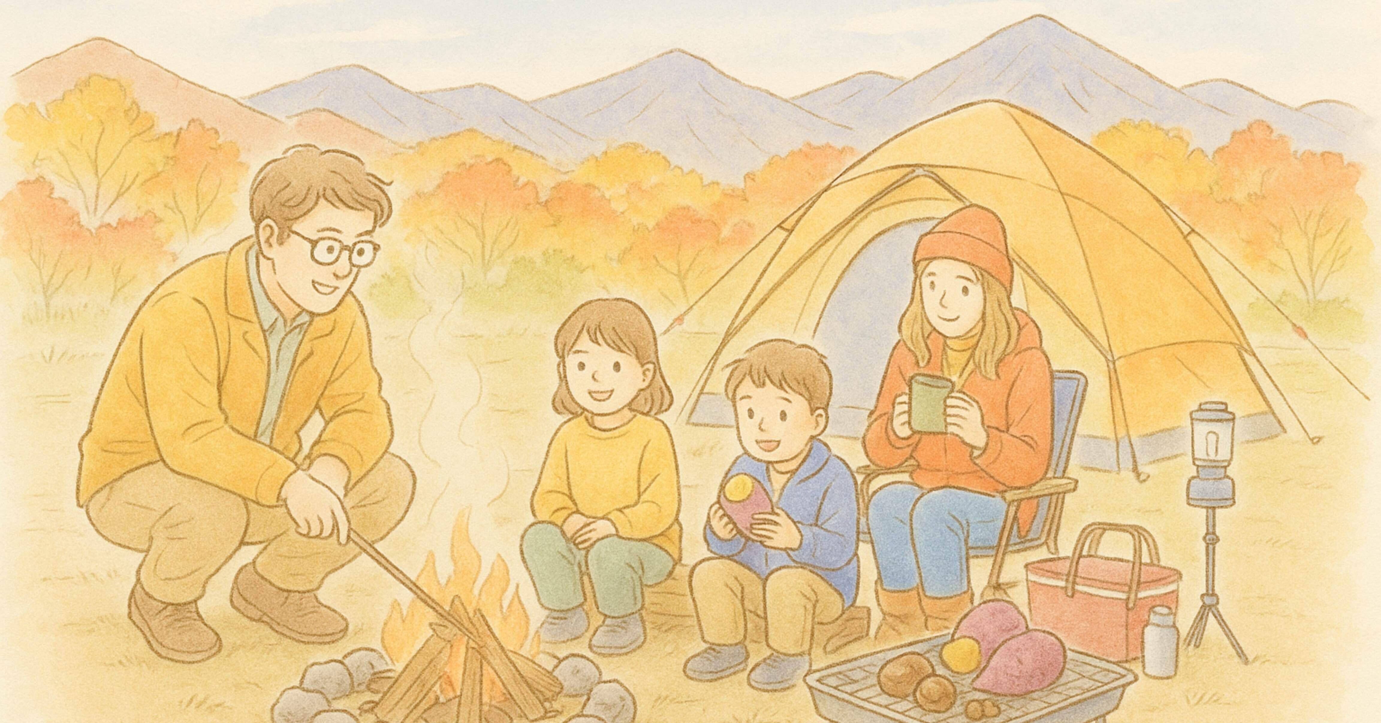 10月のぬりえ ファミリーキャンプ🍁秋｜雪片seppen, image size:4608x2415