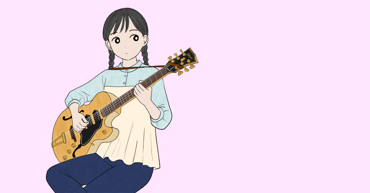 ギターを弾いている女の子の絵を描いてもらったら｜しろまめ(やませ