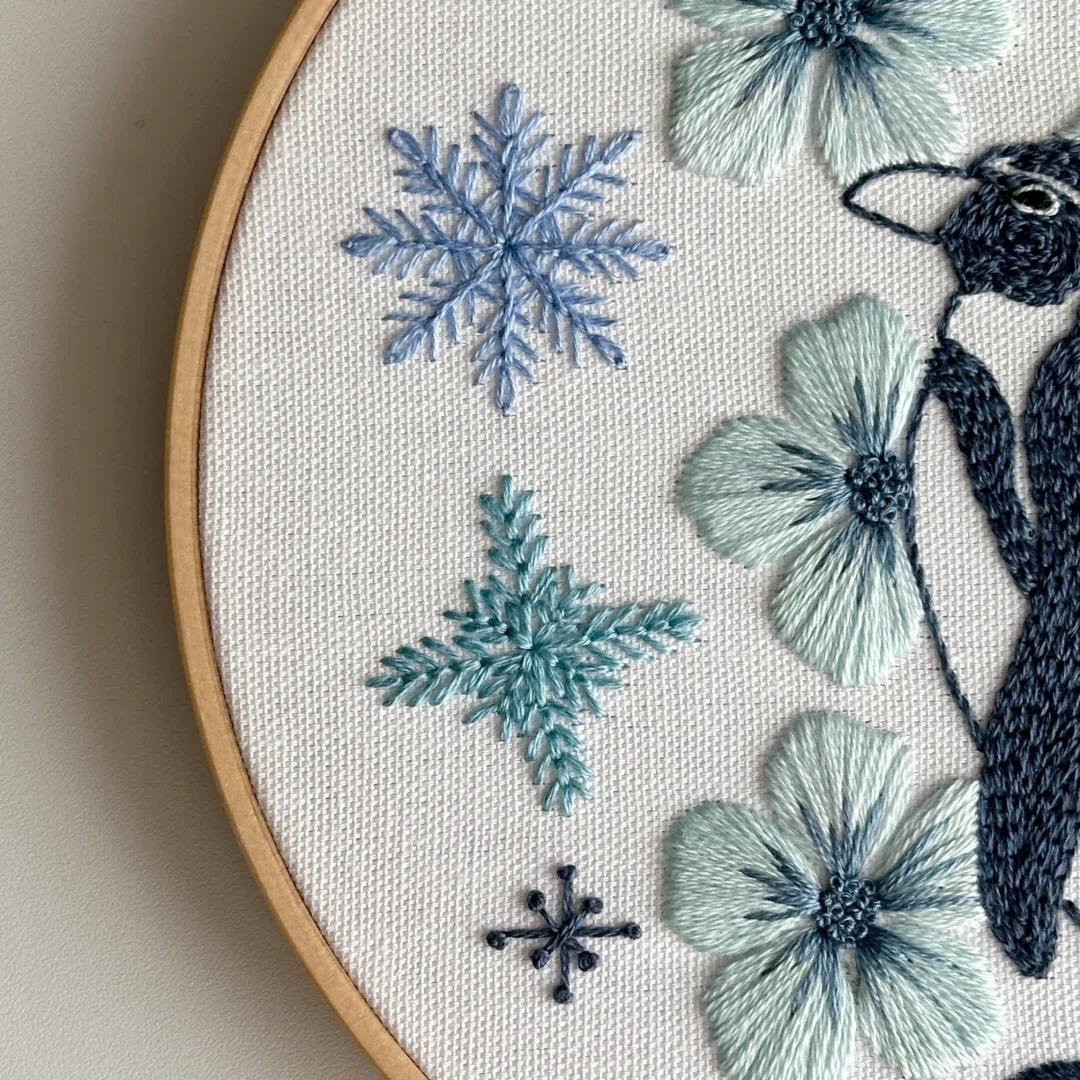 PDF図案【雪花をまとうペンギン】｜はなこまち/刺繍作家