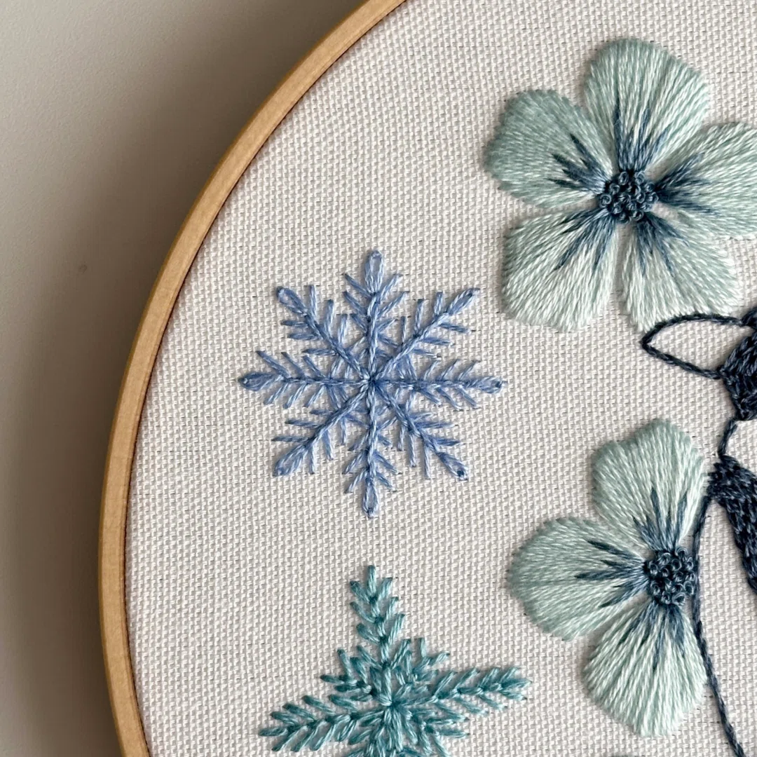 PDF図案【雪花をまとうペンギン】｜はなこまち/刺繍作家