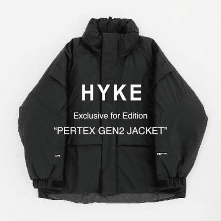 HYKE PERTEX ナイロンジャケット サイズ2 フード付 HYKE サイズ感(着画有り)｜ブラウニー