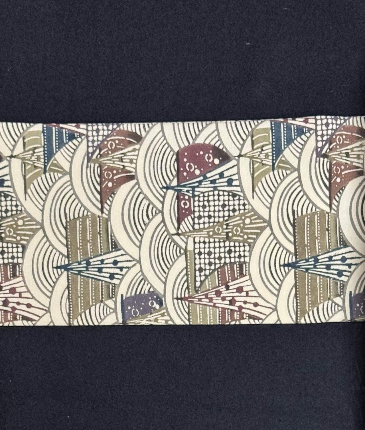 帆船投網図型染名古屋帯｜夢吉きもの