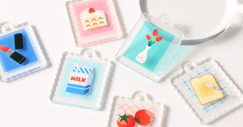 半透明×マットのふんわり質感な切手風アクキー作ってみた