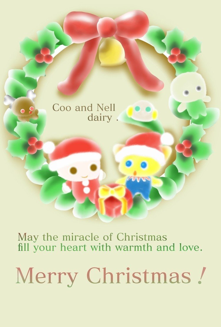クリスマスの奇跡があなたの心を暖かさと愛でいっぱいになりますように。メリークリスマス。文はhttp://www.berlitz-blog.com/christmas-messageから引用しました。英語弱いので。まいごのトナカイがモチーフです。