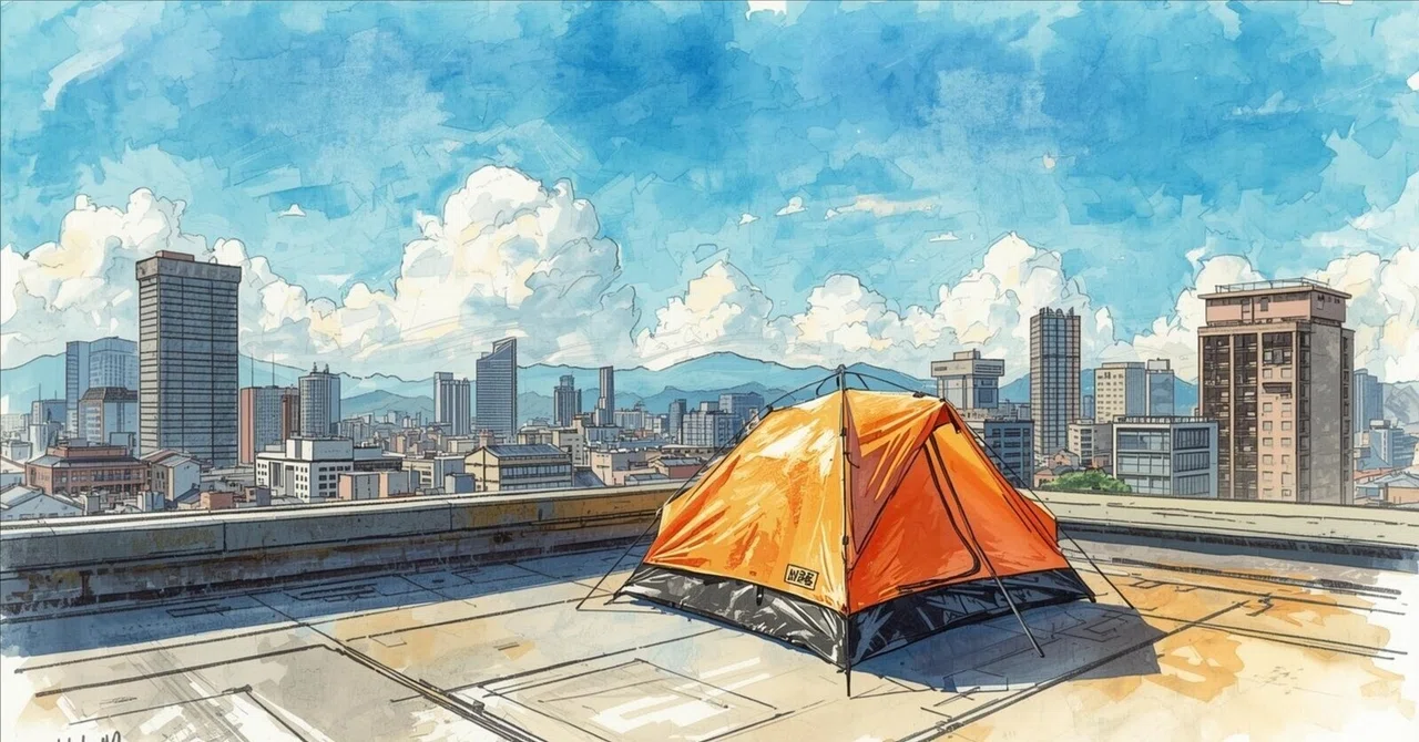 これだよ。これが屋上テント暮らしだよ。そうなんだよ。｜masato obara