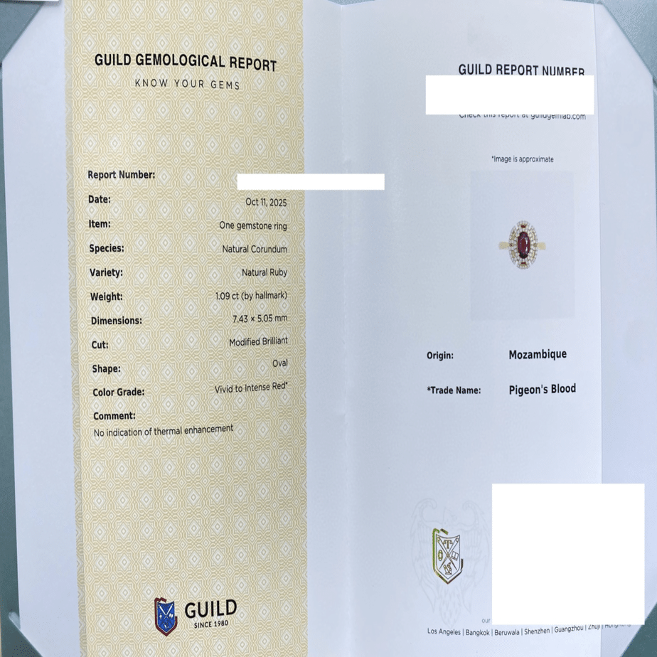 Guild鑑別書のルビーの