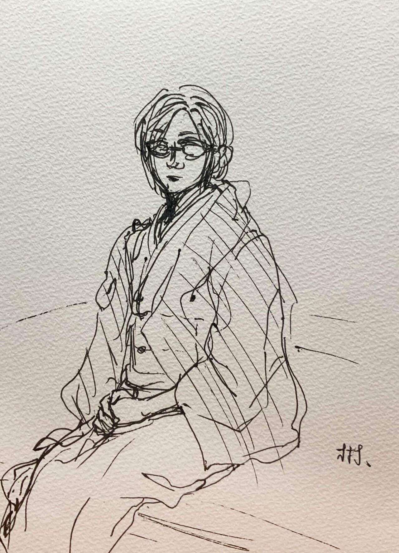 スケッチ 着物の女｜樹