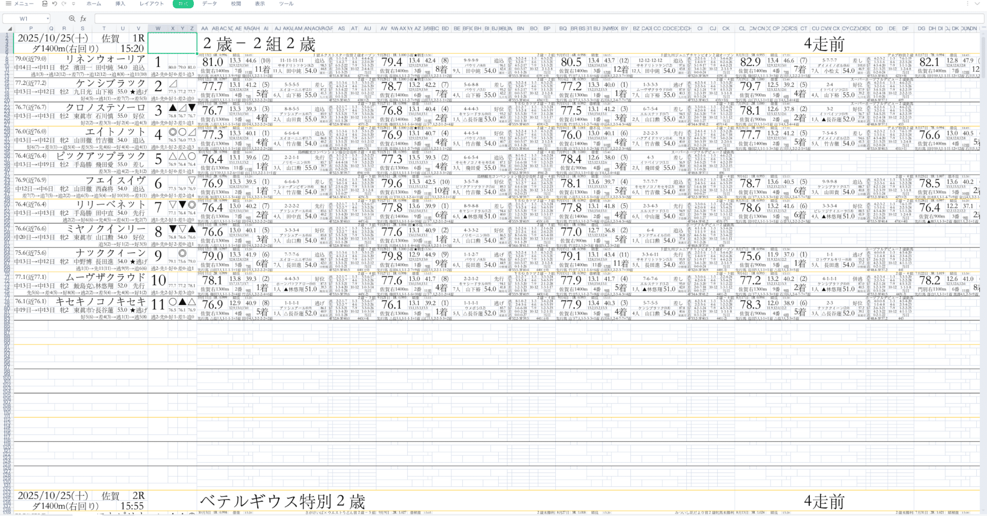 競馬占いと作戦 【書き込みあり】 佐賀競馬場2025/10/25(土)40走スピード指数競馬新聞 無料あり