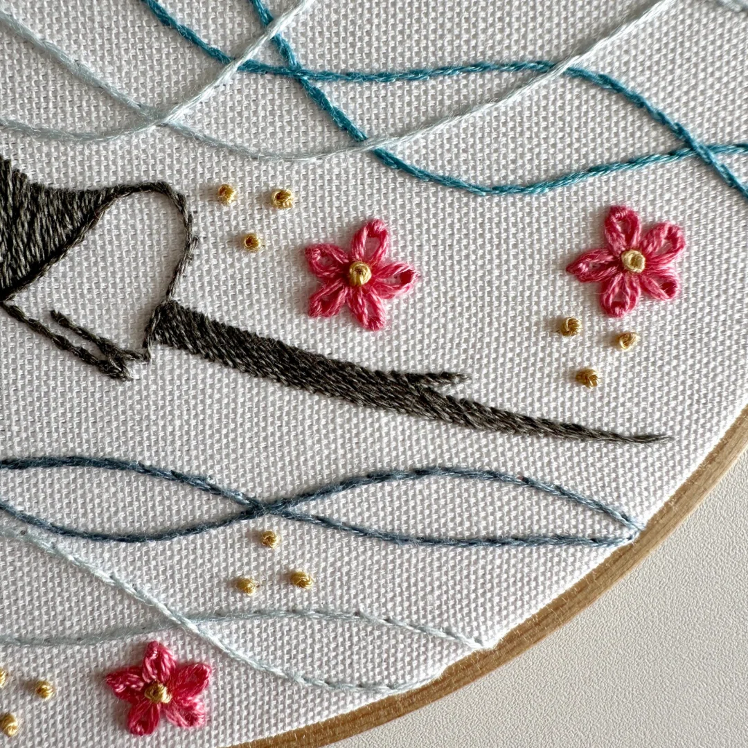 PDF図案【波間を舞うエイ】｜はなこまち/刺繍作家