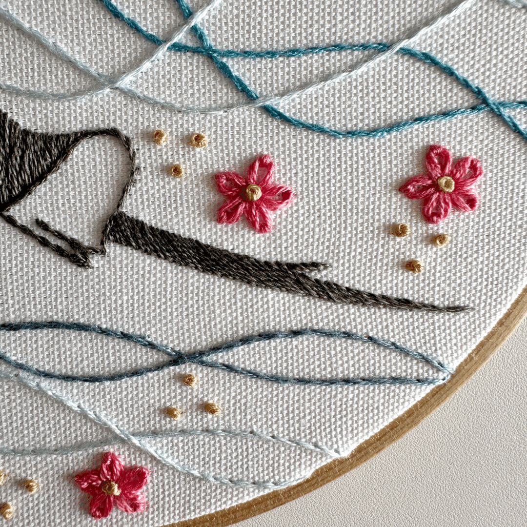 PDF図案【波間を舞うエイ】｜はなこまち/刺繍作家