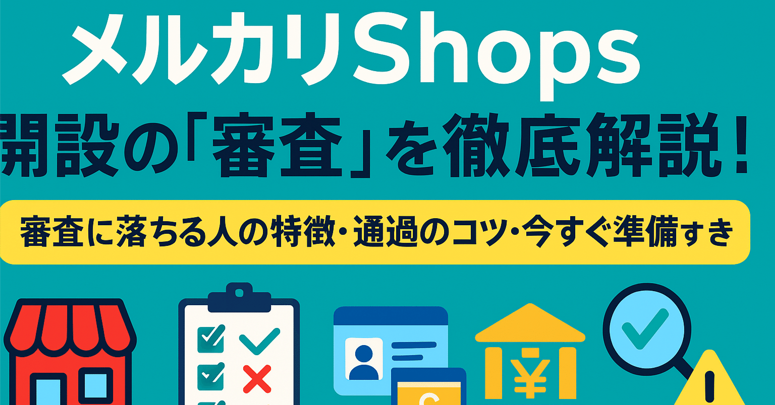 メルカリShops開設の「審査」を徹底解説！落ちる人の特徴と、通過するために今すぐ準備すべきこと｜タスクタナカ｜フリマのツール開発者