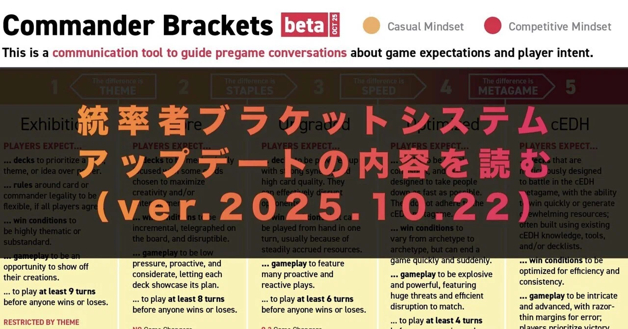 M:tG】統率者ブラケット更新記事（2025.10.22）を読む。【統率者戦