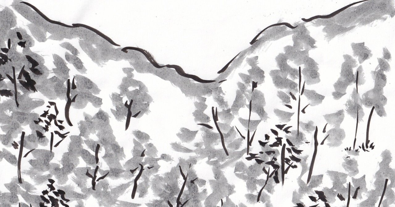 水墨画筆緩やかに薄紅葉｜山田幸子フリーアナウンサー