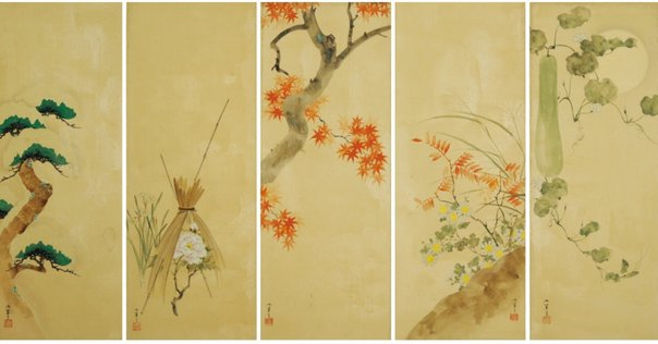 紅白梅 古代 六曲一双屏風 尾形光琳〈紅白梅図屏風〉｜日本花卉