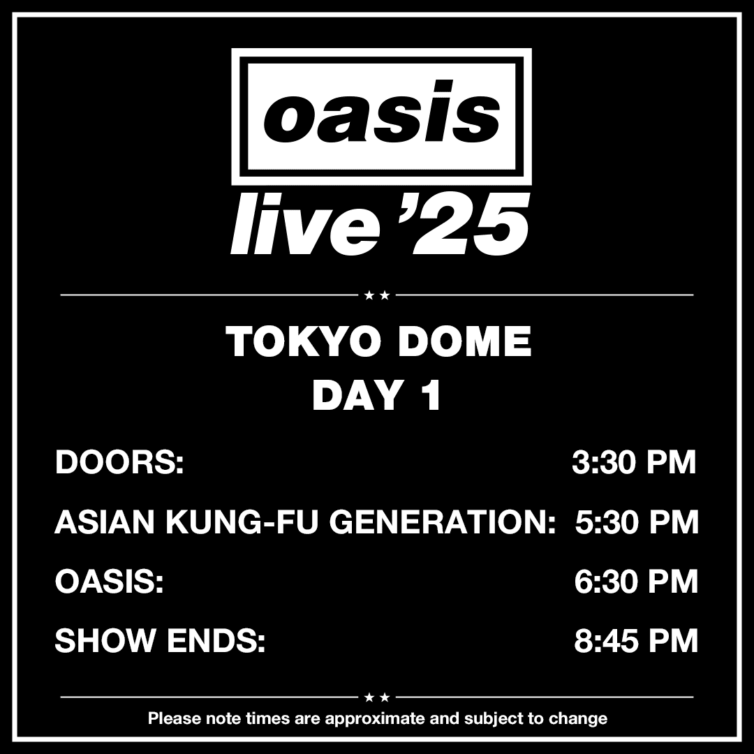 oasisライブ音源3公演分【東京Day1、Day2、韓国公演】 オアシス来日公演決定 ─ 2025年10月25日、26日の東京ドーム2DAYS