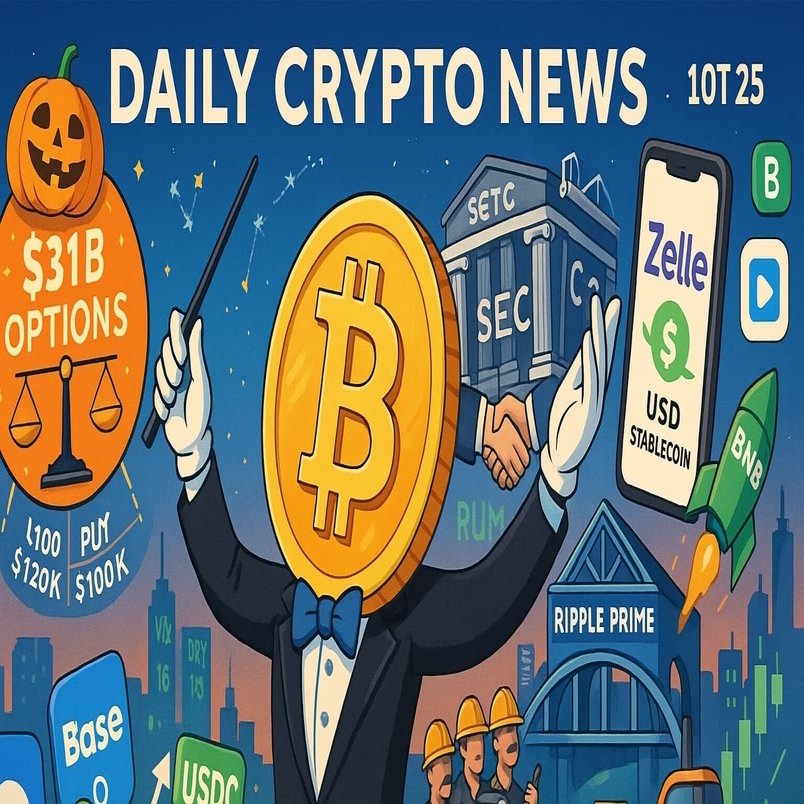 米CPI鈍化で株は最高値、ビットコイン11万ドル台──10/31にBTCオプション310億ドル満期・CFTC委員長にセリグ氏指名へ・Zelleが国際送金でステーブル活用・Ripple  Prime始動【1｜CryptoHub（クリプトハブ）｜デイリー仮想通貨ニュース