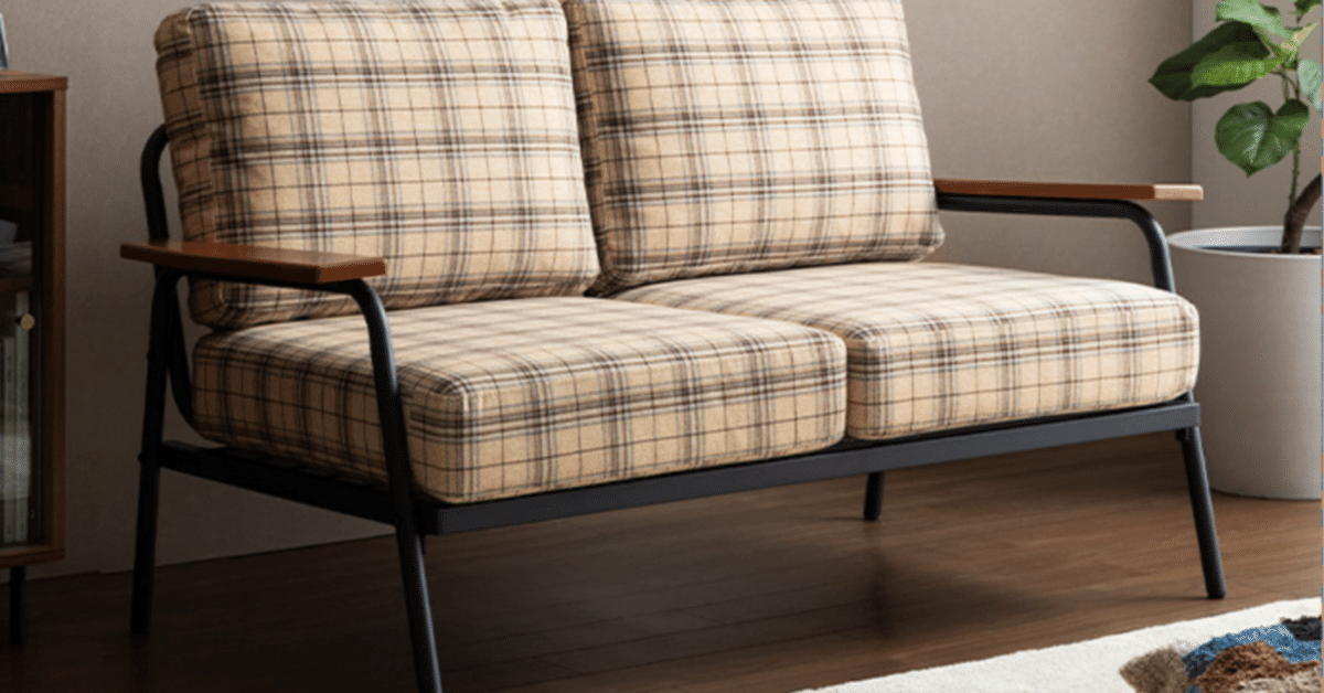 Basquiat 2人掛けチェック柄ソファ　クリーム g135025]Basquiat 2人掛けチェック柄ソファ 2人掛けソファー