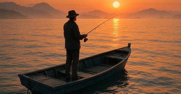 水彩画「釣り人」 柴野邦彦】オリジナル水彩画「釣り人たち」(アクリル画)
