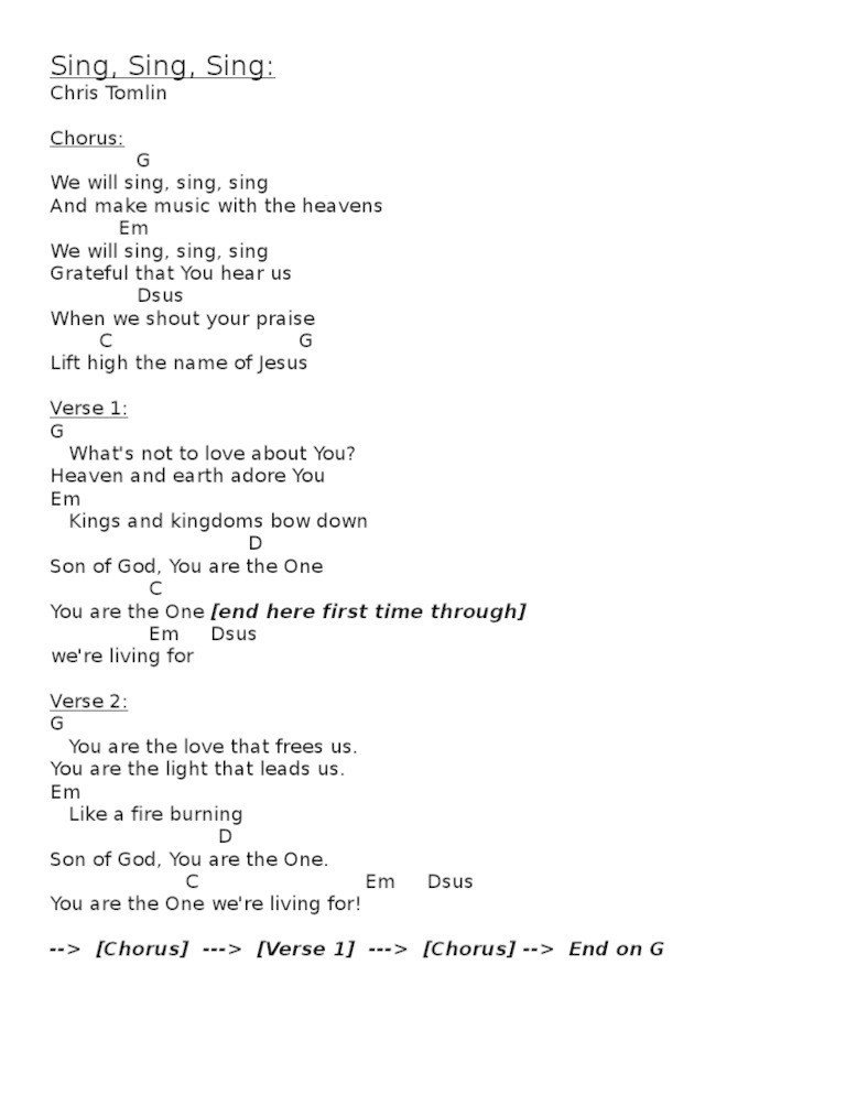 Sing Sing Sing シング シング シング クリス トムリン ライジング デスティニー Note