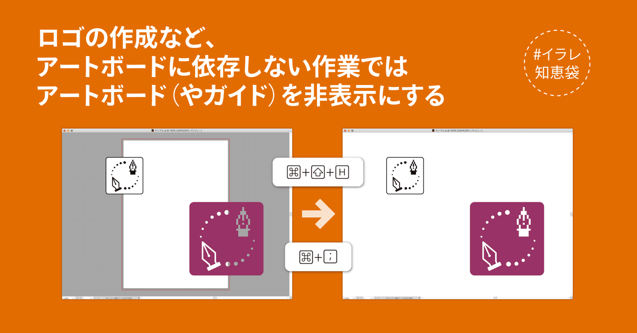 ロゴの作成など アートボードに依存しない作業では アートボードを非表示にし 裁ち落とし を 0 に設定する イラレ知恵袋 Dtp Transit 別館 Note